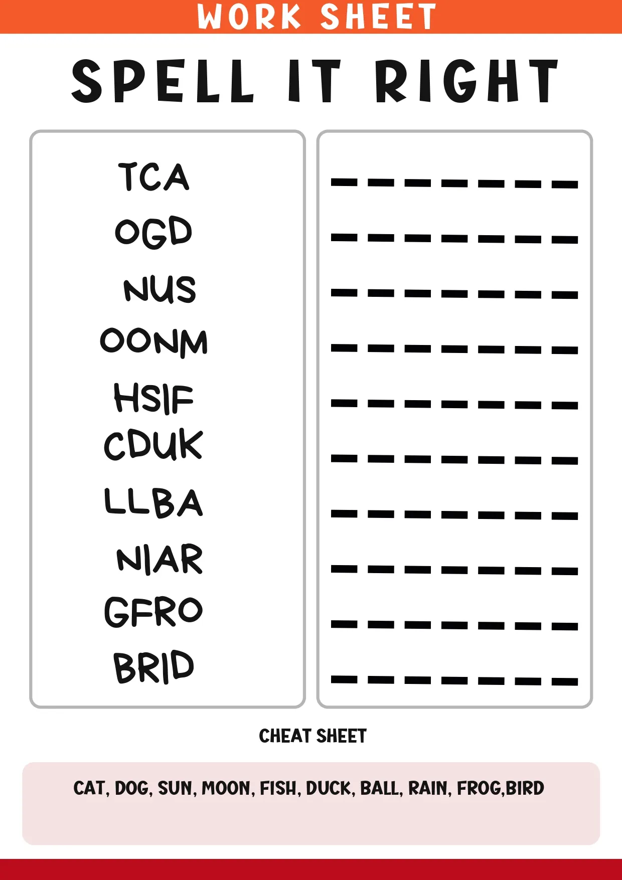 spell it right exercises